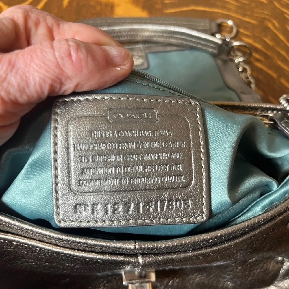 Coach Legacy Chelsea Gunmetal Leather Turn Lock Small Shoulder Bag